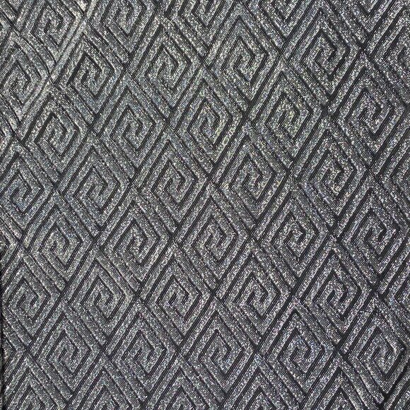 Derek Heart Black Silver Shimmery Greek Key Shift Dress Boat Neck Cap Sleeve 1X - Picture 12 of 14